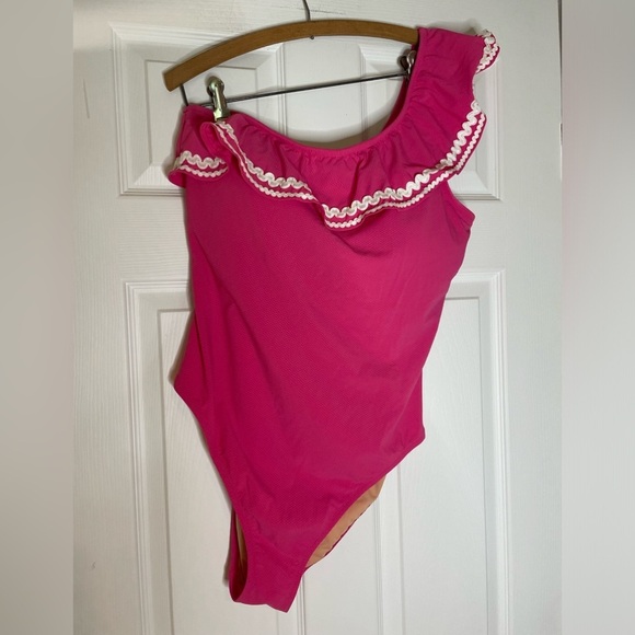 J CREW One-shoulder punk ruffled one-piece swimsuit - size 12 - Picture 4 of 7